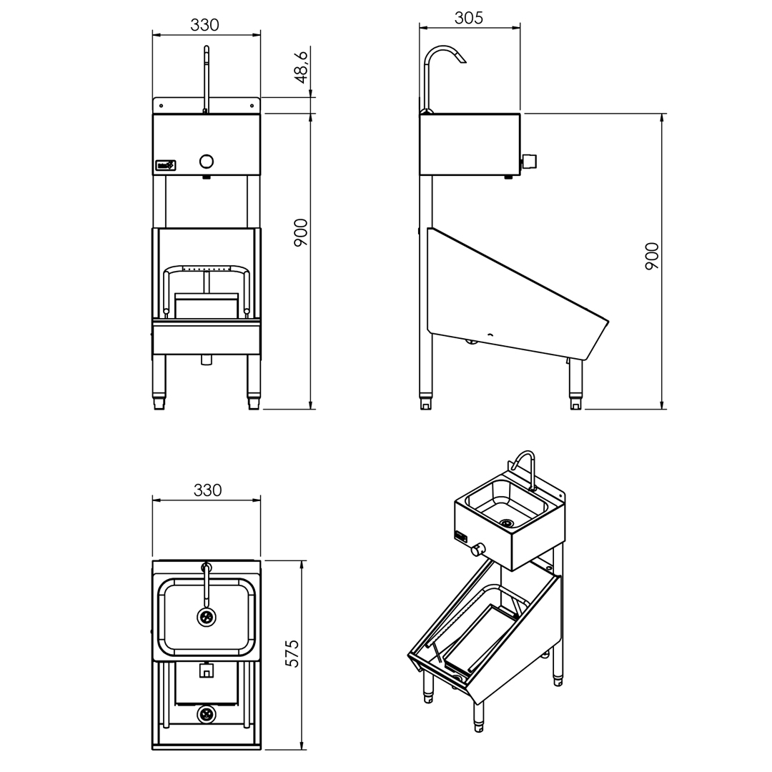 Lavatório Conjugado Para Mãos com Lava Botas Inox - Imagem 2
