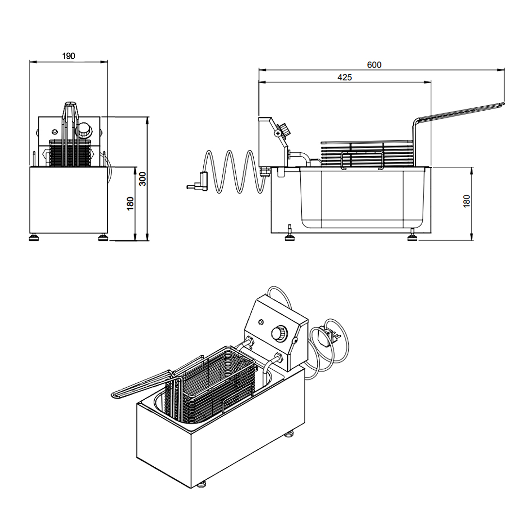 Fritadeira Elétrica de Sobrepor 1 Cuba - Imagem 2