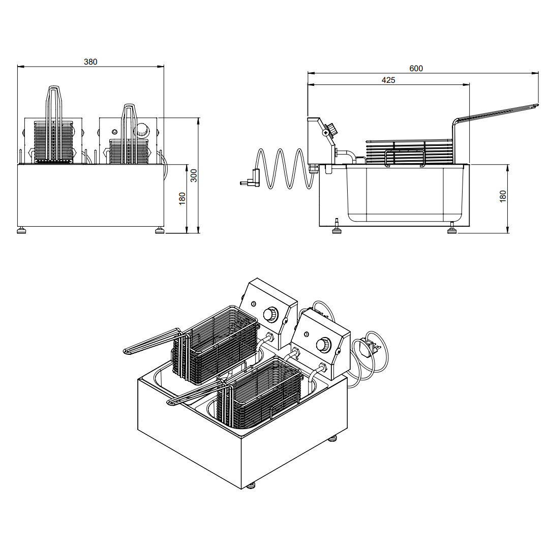 Fritadeira Elétrica de Sobrepor 2 Cubas - Imagem 2