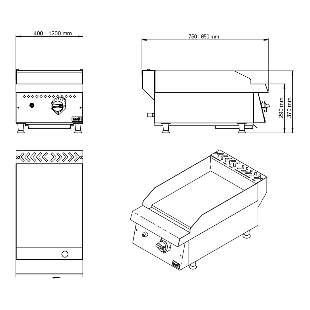 Chapa Quente a Gás de Sobrepor - 1200x750mm - Gold Line - Imagem 2