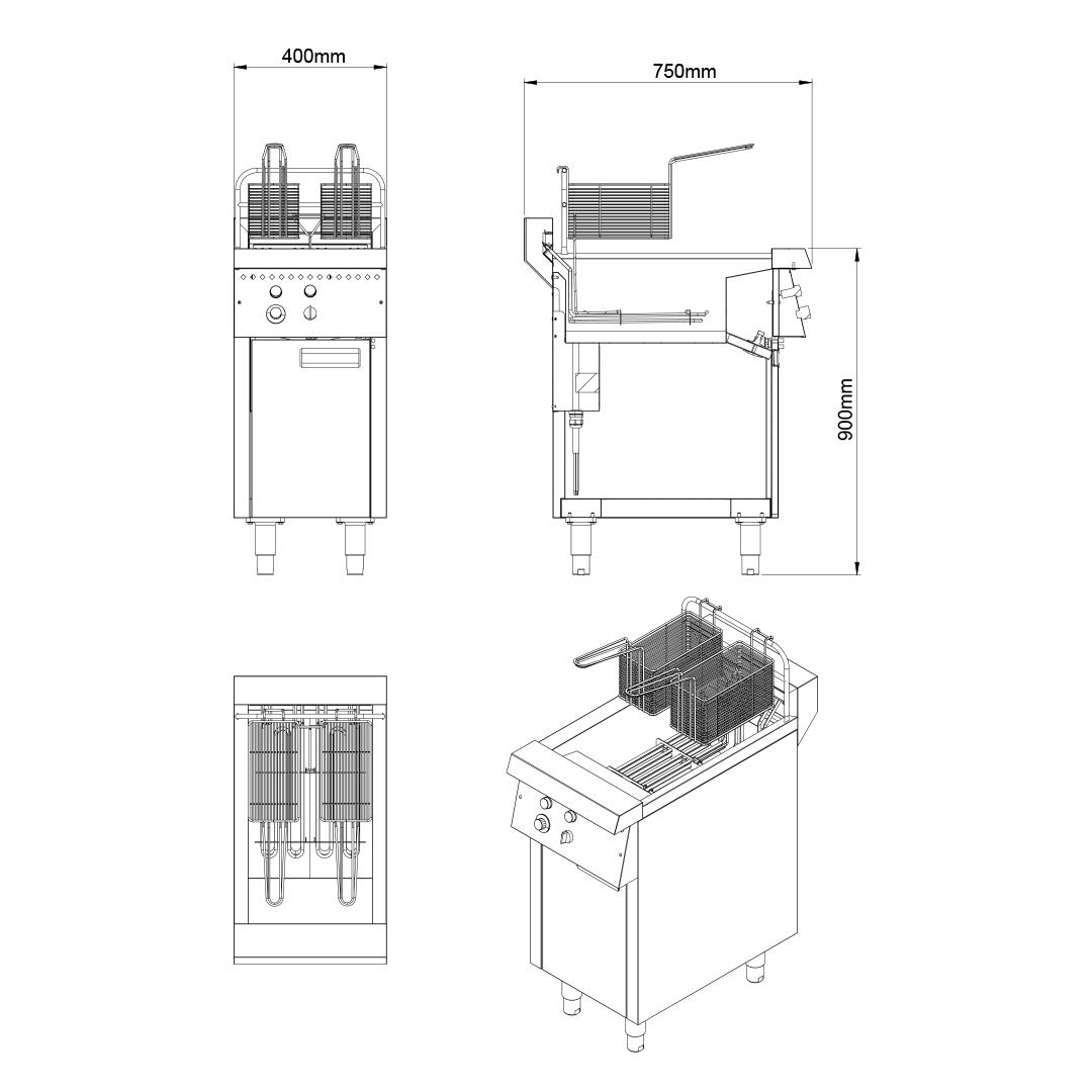 Fritadeira a Gás de Gabinete Fechado 1 Cuba - Imagem 2