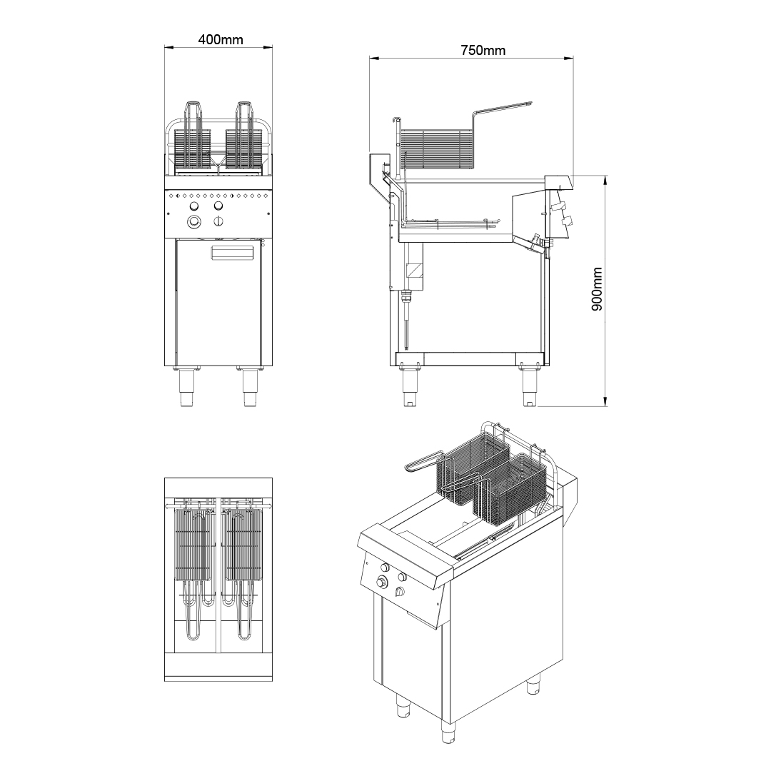 Fritadeira a Gás de Gabinete Fechado 2 Cubas - Imagem 2