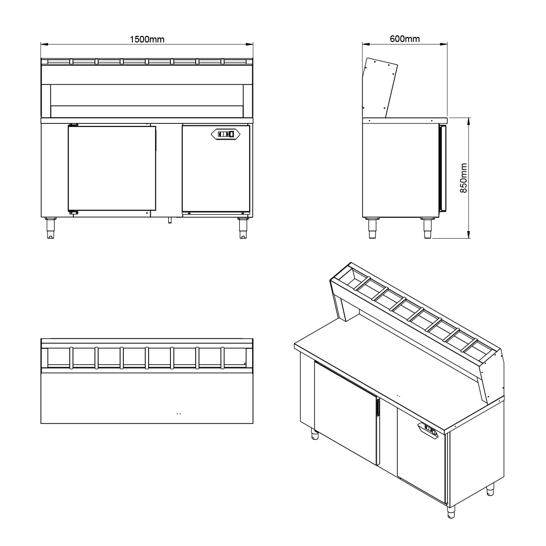 Condimentadora Refrigerada com Pista Elevada 1 Porta - Linha Brass - Imagem 2