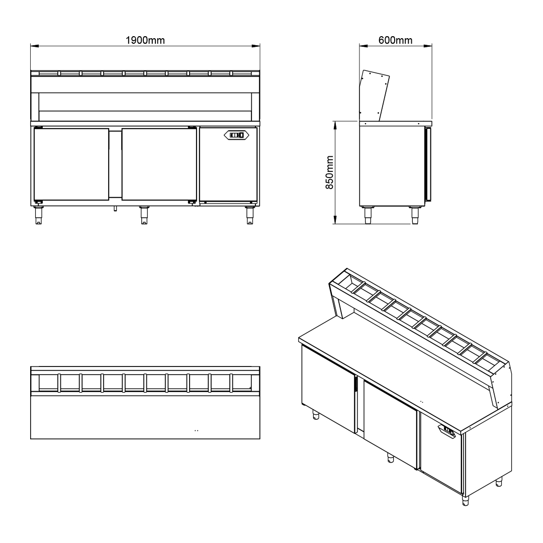Condimentadora Refrigerada com Pista Elevada 2 Portas - Linha Brass - Imagem 2